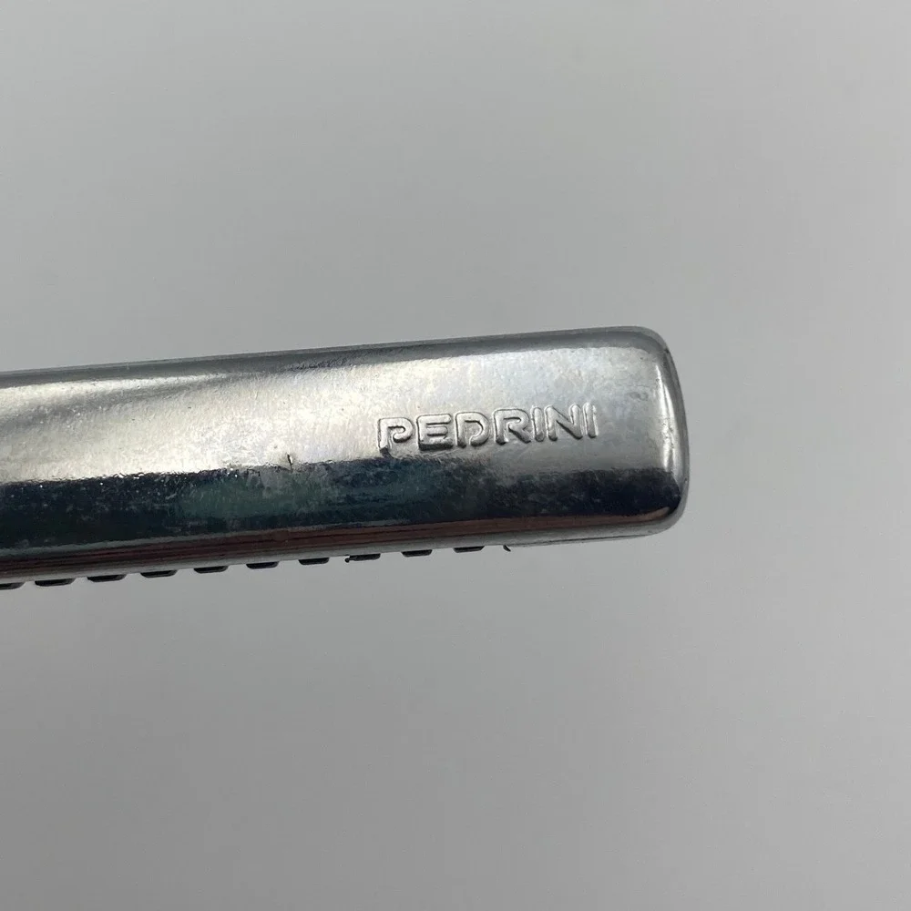 Pedrini Italy Chrome Nutcracker Shell Non-Slip‎ Rubber Grips Silver Black 6.5 In